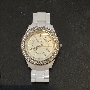 Fossil Women's White and Silver Watch